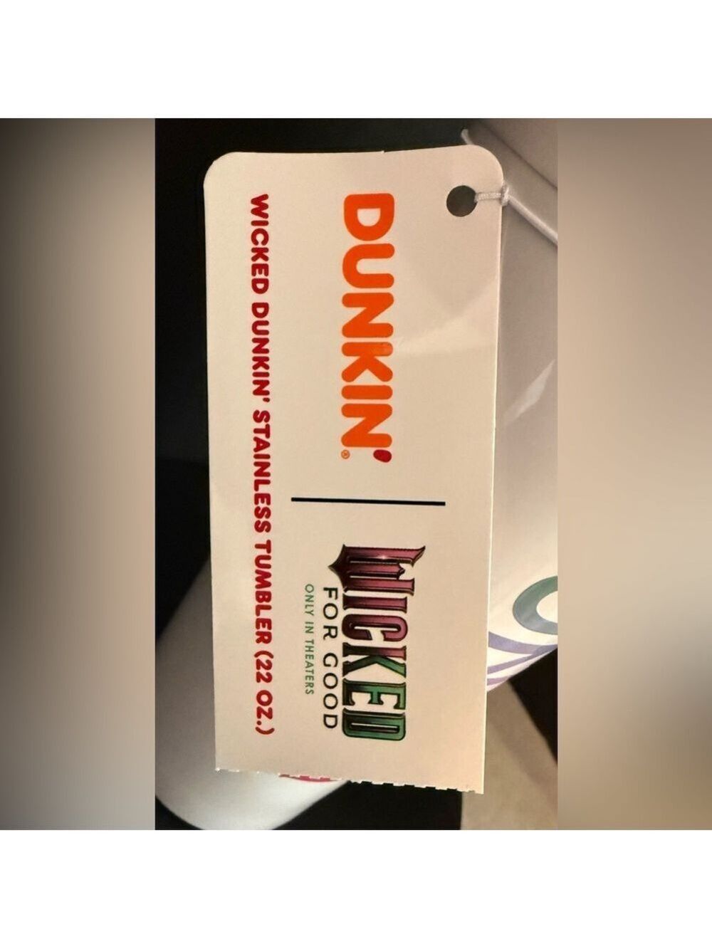NEW Dunkin’ x Wicked “For Good” Stainless Steel Tumbler Cup 20oz Limited Edition - Picture 2 of 5